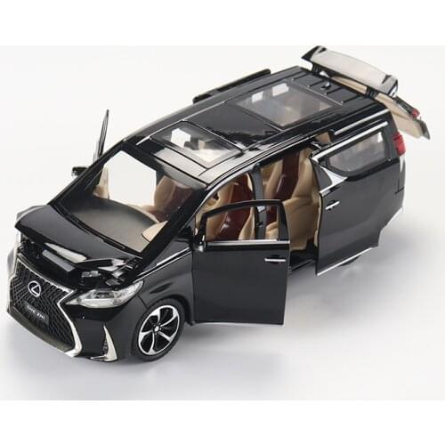 1:24 simulation Lexus lm300h childrens toy MPV alloy car model decoration boys birthday Christmas New Year gift Black Car