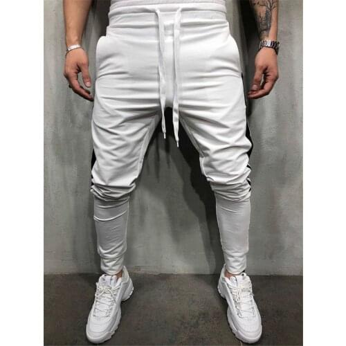 2020 autumn and winter hot style mens tether color matching foot button harem feet casual sports pants mens pants