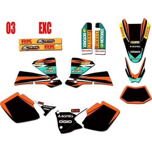 For KTM 2003 EXC Motorcycle Graphics Backgrounds Graphics DECALS STICKERS Kits For KTM EXC 2003 125 200 250 300 400 450 525