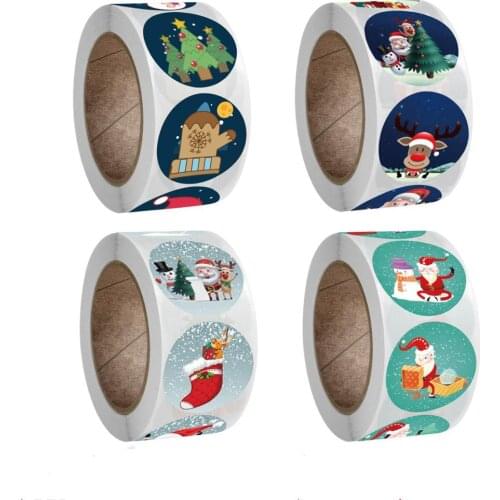 500pcs Round 8 Designs Merry Christmas Thank You Stickers Seal Labels for Envelope Cards Gift Package Scrapbooking Decor