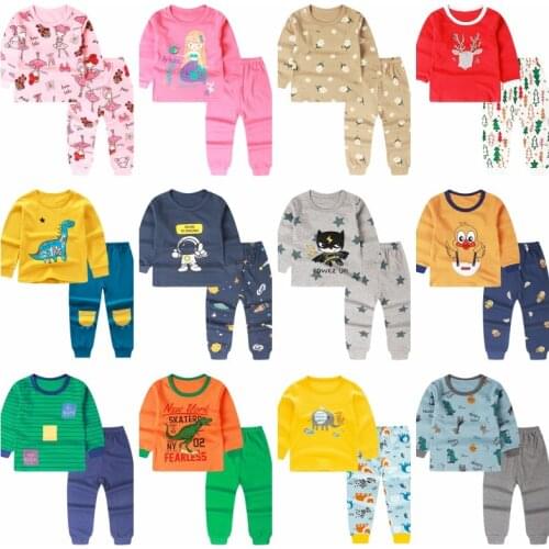 2020 New Kids Pajamas Autumn winter Girls Boys Sleepwear cotton Nightwear Baby Infant Clothes Animal Cartoon Pajama Sets