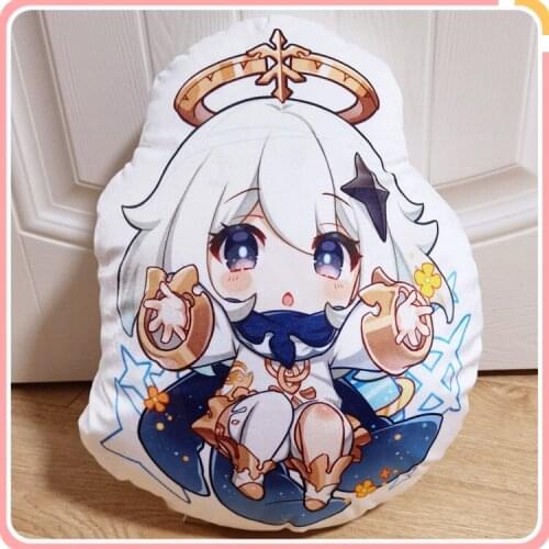 2021 New Game Anime Genshin Impact Paimon Cartoon Plush Stuffed Dolls Throw Pillow Back Cushion Toy Cosplay Xmas Birthday Gift