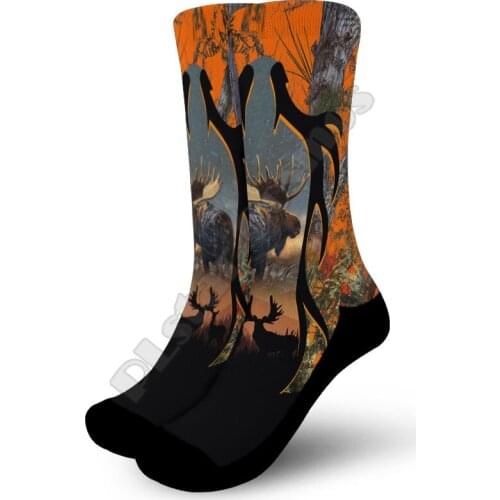 Love Moose Hunting Camo High Black-Bottom Socks 3d Printed Men For Women Funny socks fashion long Socks