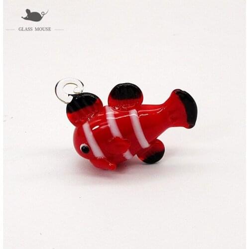 Wholesale custom Handmade Murano glass Clown fish ornament Pendant Home Aquarium decor NIPPON STYLE Mini Cartoon animal Figurine