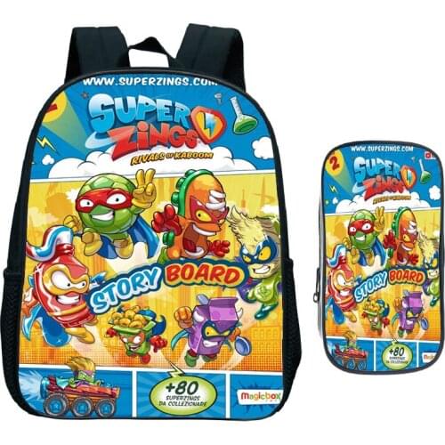 Casual Children Super Zings Kindergarten Backpack Child Superzings Primary Schoolbag Bookbag Gift(2pcs Set/Rucksack+Pen Bag)