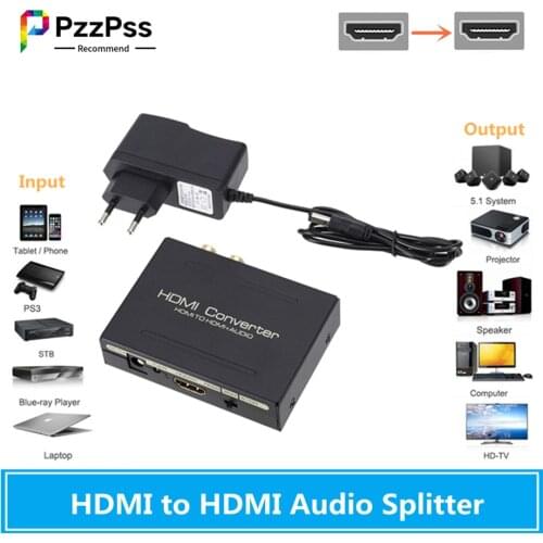 PzzPss 1080P HDMI-compatible Optical SPDIF RCA Analog Audio Extractor Converter Splitter Support L/R 2 Channel 5.1 Surround