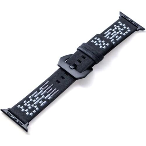 Leather Watch Band for Apple Watch Series 5 4 3 2 1 Strap for Iwatch 38/40mm 42/44mm Embroidery Band Accessories for Apple Watch