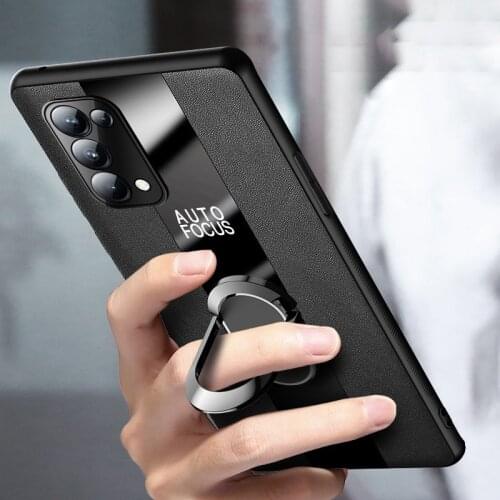 Luxury Ring Leather Phone Case For OPPO Find X3 Pro X3 Lite Neo A55 Reno 4 5 Pro Plus Cover For OPPO Find X2 Pro Realme GT Case