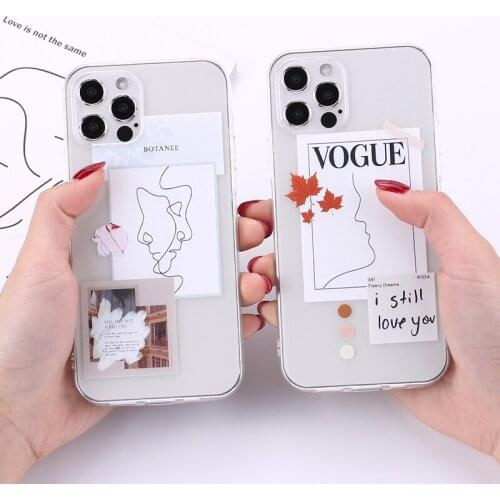 Luxury Fashion Curved Line VOGUE Phone Case For iPhone 11 12 pro XS MAX 8 7 6 6S Plus X 5S SE 2020 XR Soft Transparent Fundas
