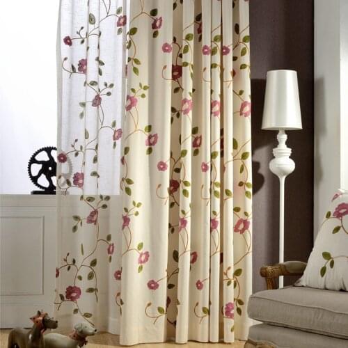 Floral Embroidered Curtains Pastoral Countryside Rural Living Room Bedroom Delicate Sheer Voile Window Drapes Gauze WP106C