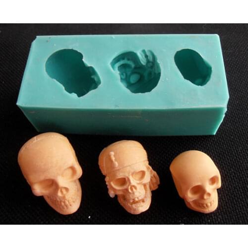 Silicone Mold Skulls Moulds Cake Decoration Fondant Cake Decoration Clay Mold Heads Three&four Holes Halloween Silicone Rubber