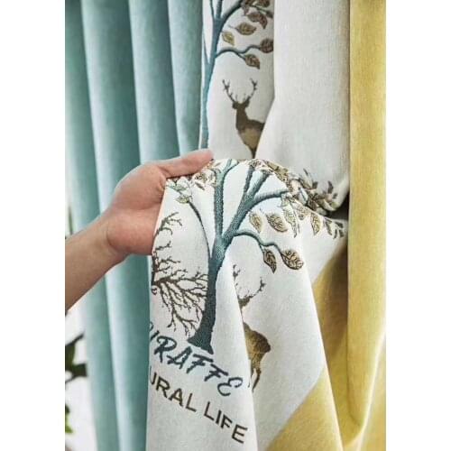 Modern Minimalist Style High-grade Cashmere Seamless Stitching Rich Deer Curtains for Bedroom Living Room Blackout Curtains