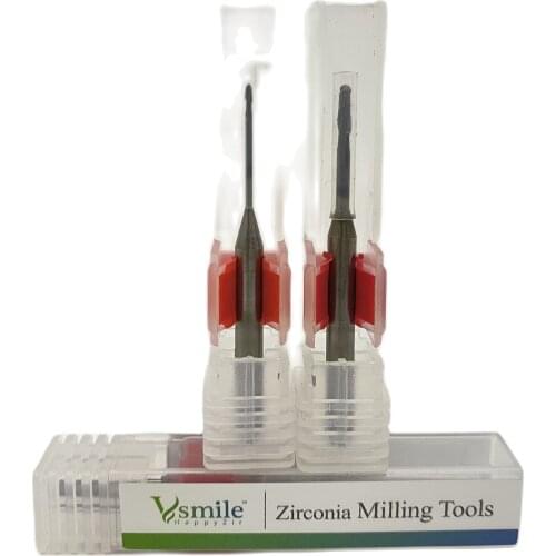 CVD Diamond Coated Burs 1.0mm 2.0mm Zirconia CAD/CAM Milling Tools Compatible With Roland DWX-51D 5 Axis Dental Mill