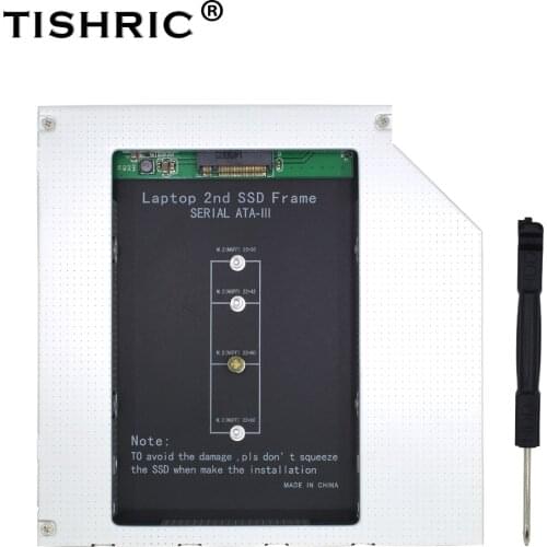 TISHRIC Aluminum m.2 M2 NGFF SSD 2nd HDD Caddy 12.7mm SATA 3.0 Optibay Hard Disk Enclosure Adapter DVD HDD 2.5 Case For Laptop