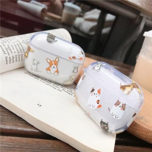 Tpu cute cartoon dog cat bluetooth wireless earphone cover for apple airpods 1 2 pro case