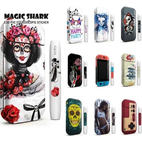 Magic Shark 2.5D Stereo Game Sexy Lady Cat Film Sticker for IQOS 2.4 Plus Sticker Case for IQOS 2.4p E Cigarette