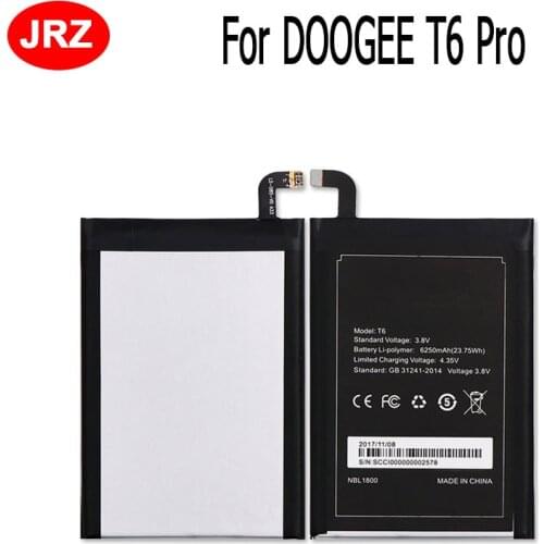 For DOOGEE T6 Battery High Quality Large Capacity 6250mAh Bateria Accumulator For DOOGEE T6 Pro