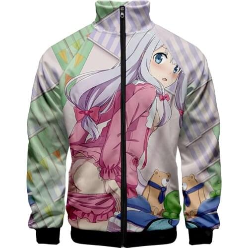 Japanese Anime Eromanga Sensei Kawaii 3D style Slim fit Windbreaker Men Slim fit Zipper Trend Casual Jacket Windbreaker