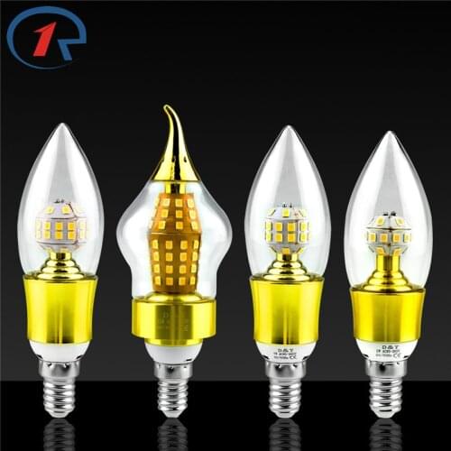 ZjRight E14 LED energy saving lighting bulb 5W 7W 9W 15W Gold plating process AC65-260V Interior Lighting LED Candle Light Bulbs