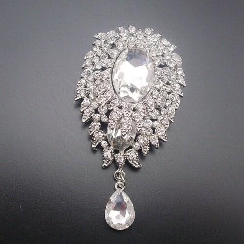 1 Piece Large Crystal Rhinestone Luxury Wedding Brooch, Item:BH7548