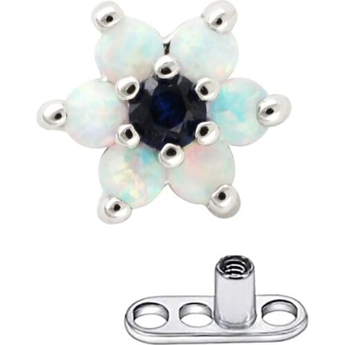 JHJT 1pc Micro Dermal Anchor Top and Base Skin Diver Surface Piercing Implants Opal CZ Gem Body Jewelry