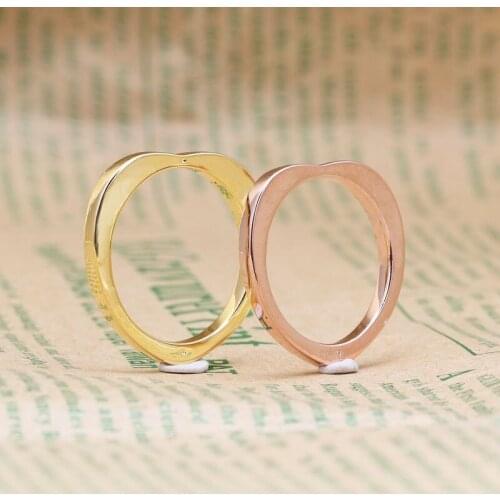 100% 925 Sterling Silver Pan Ring New Heart Signature Arc Love Ring For Women Wedding Party Gift Fashion Jewelry