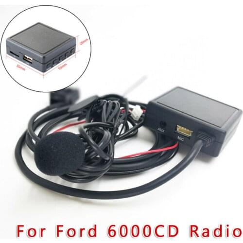 12Pin Bluetooth Music Adapter Car AUX USB Audio Cable For Ford 6000CD Radio Black 1 Set Replacement