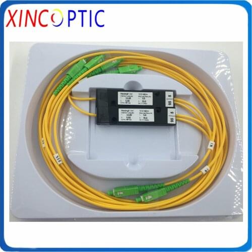1x2 1310/1490/1550 FBT Coupler,FTTH 1*2 5/95 1M 90*20*10mm ABS Box Type 3.0/2.0mm SCAPC PLC Single Mode Fiber Optic FBT Coupler