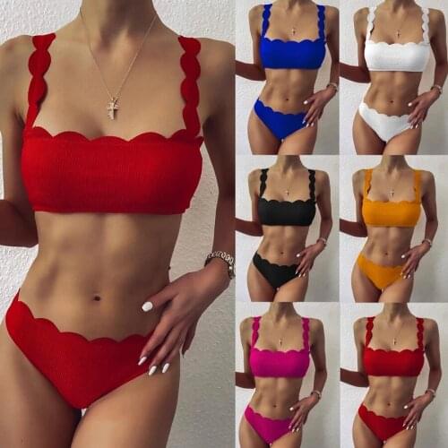 2021 Sexy Bikini Women Swimsuit Cut Flower Bikini Set Push Up Swimwear Female Bikini Set Solid Bathing Suits Beach Wear Swimming