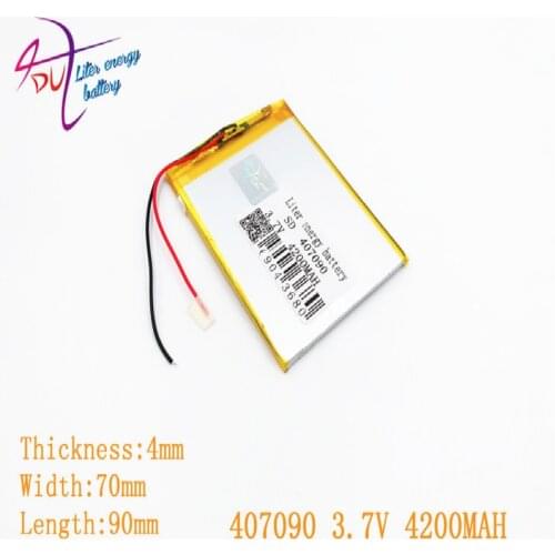 3.7V 4200mAh 407090 Lithium Polymer Li-Po li ion Rechargeable Battery cells For Mp3 MP4 MP5 GPS mobile bluetooth