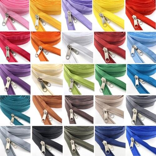 5# 10 meters Zippers Rolls with 10pcs Double Sliders For DIY Sewing Garment,Clothes,Jackets Accessories