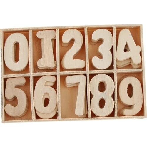 60x Wood Embellishments Wooden Numbers Scrapbooking Card DIY Craft Kids Toys