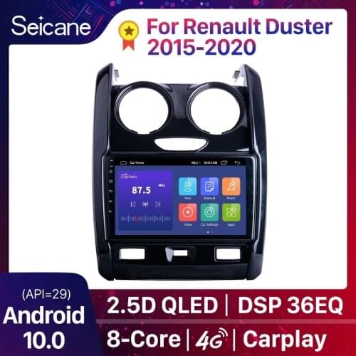 Seicane 2 DIN Android 10.0 9 Inch 2GB RAM 32GB ROM GPS Navigation Touchscreen Car Radio For 2015 2016 2017-2020 Renault Duster