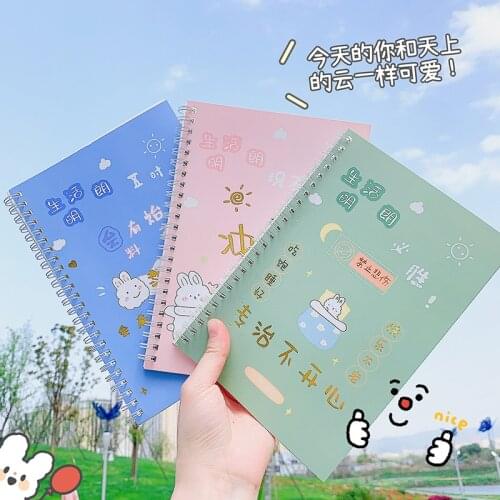 A5 Cute Coil Notebook 40Sheets Kawaii Student Diary Notepad Line Inner Pages Notebook Spiral Notebook School Office Supply