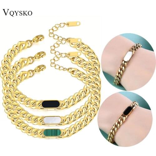 New Bohemian Gold Tone Charm Bracelet Stainless Steel Curb Cuban Link Chains For Women 2021 Wrist Jewelry Gift Party Accessories