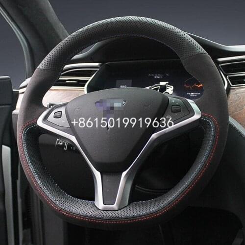 For Tesla model X Model S Steering Wheel Cover DIY Hand-stitched Car Interior Case