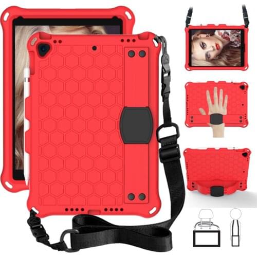 Honeycomb Stand Handheld Kids case For iPad Pro 10.5 Air 3 cover For iPad 7th 10.2 2019 A2200 A2198 A2232 shoulder strap case