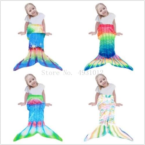 Colorful Sleeping Bag Blanket Throw Mermaid Fish Tail Blanket for Adult Childern Super Soft Double Layers Christmas Gift