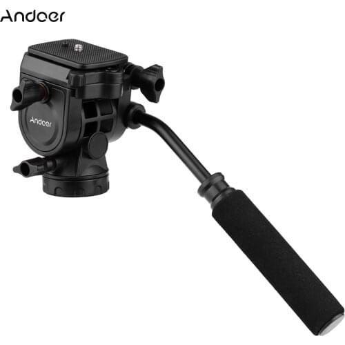 Andoer Fluid Hydraulic Ball Head Panoramic Photography with Handle for 1/4 inch Screw Camera Camcorder 3/8 inch Monopod Tripod