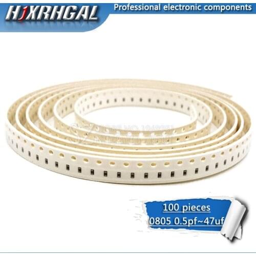 100PCS 0805 smd capacitor ceramic 0.5pF-47uF 2.2pf 3pf 4.7pf 5.6pf 6.8pf 1nf 2.2nf 3.3nf 4.7nf capacitors kit sets hjxrhgal