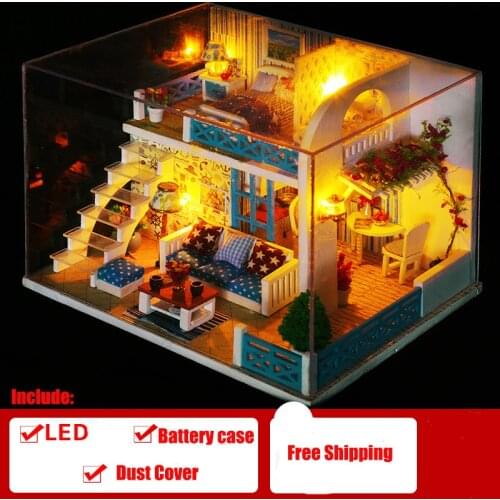 Doll House Furniture Diy Miniature Dust Cover Wooden Miniaturas Dollhouse Toys for Children Birthday ChristmasGifts Helenby K019