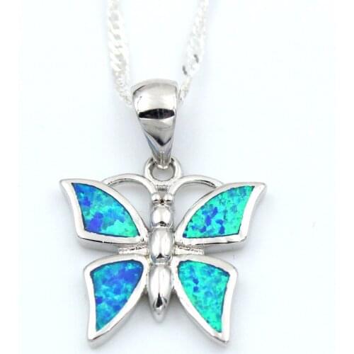 Lovely Butterfly Blue Fire Opal Pendant for Gift
