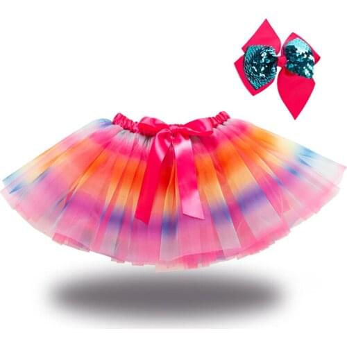 Summer Kids Skirt Girls Star Patterns Elastic High Waist Bubble Skirt with Bowknot Hair Clip Children Girls Skirts