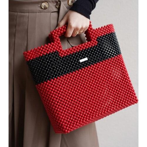 Summer New Knitted Portable Big Tote Bag Female Big Capacity Beaded Hand Shopping Big Tote Bag Bolsa Feminina Ladies Hand Bag