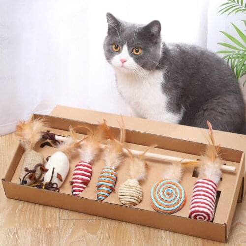 7Pcs Cat Toy Set Funny Things for Cats Rat Fidget Toys Kittens Accessories Cats Pet Products Goods for Animals Toys Pets Mouse