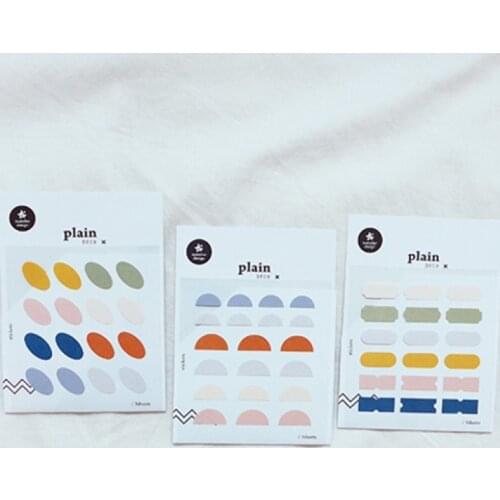 3sheets ellipse semicircle paper label sticker set mini die cutting shape soft color book cards decorative stickers Korea made