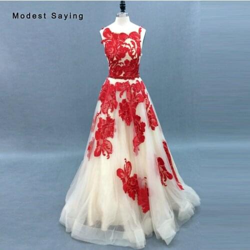 Real Elegant Red and Champagne Sequined Lace Evening Dresses 2018 Formal Backless Beaded Party Prom Gowns vestidos de fiesta