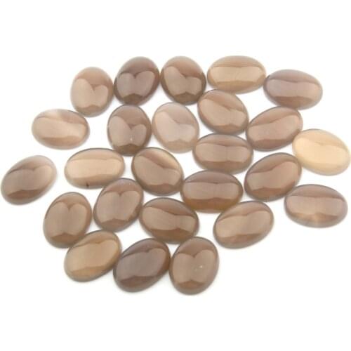Natural Stone Grey Agates Cabochon Beads Flat Back Oval No Hole Loose Beads For jewelry making DIY Ring Necklace accessories