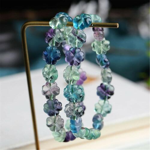 Genuine Natural Colorful Fluorite Quartz Bracelet Gemstone 12x12mm Clear FlowerBeads Rare Women Men Jewelry Love AAAAA