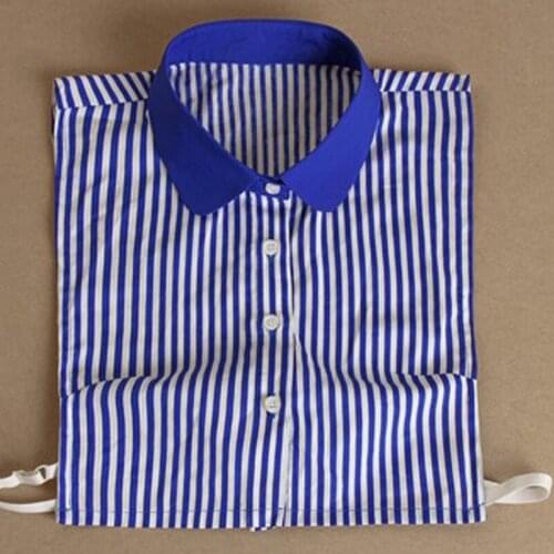 2018 latest Blue and white vertical stripes sweater collar shirt bead stand wings decoration star collar